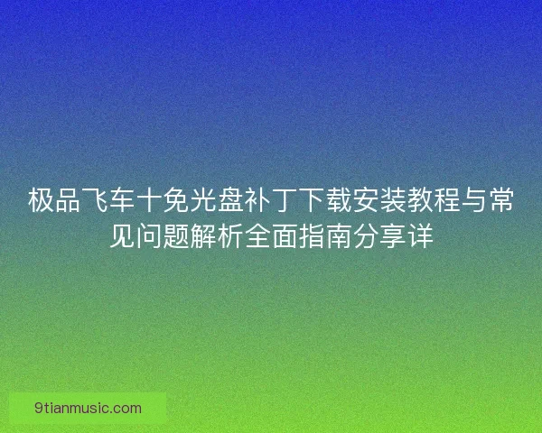 极品飞车十免光盘补丁下载安装教程与常见问题解析全面指南分享详