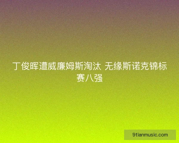 丁俊晖遭威廉姆斯淘汰 无缘斯诺克锦标赛八强